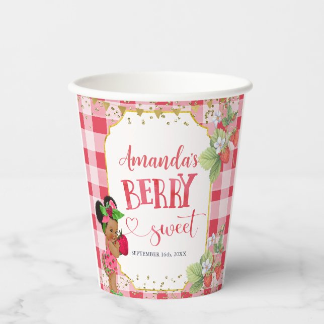 Someone Berry Sweet Strawberry Girl Baby Shower Paper Cups (Front)