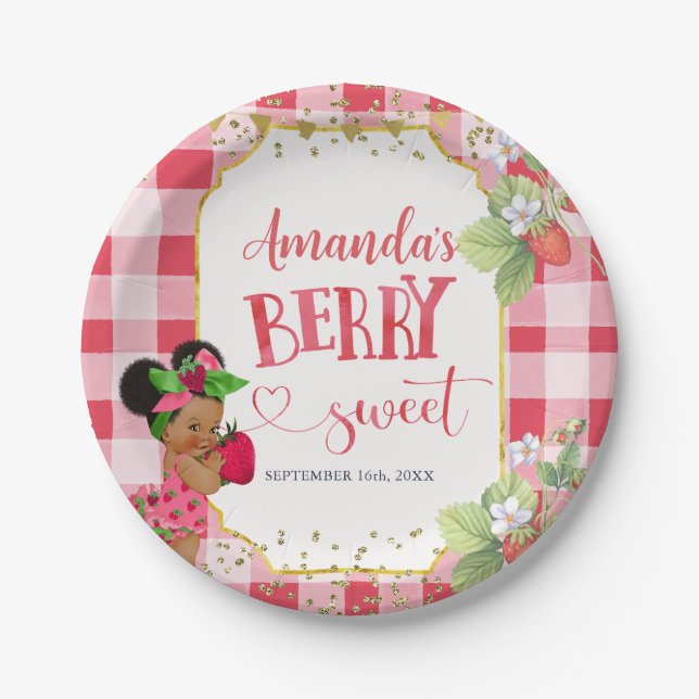 Someone Berry Sweet Strawberry Girl Baby Shower Paper Plate (Front)