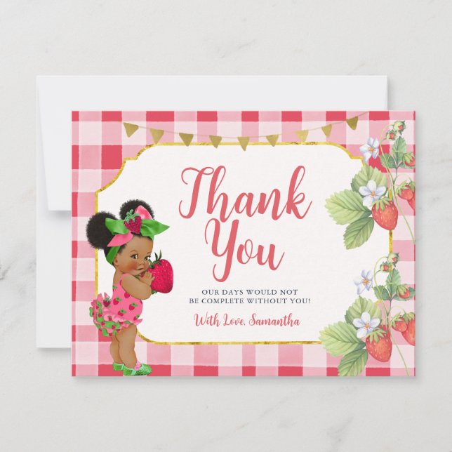 Someone Berry Sweet Strawberry Girl Baby Shower Thank You Card (Front)