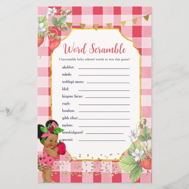 Someone Berry Sweet Strawberry Word Scramble Game (Front)