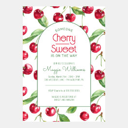 Someone Cherry Sweet Watercolor Baby Shower Invitation