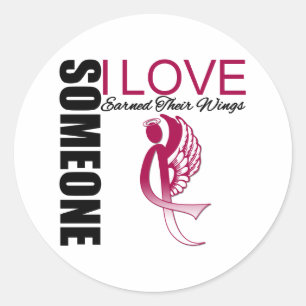Someone I Love Earned Their Wings Throat Cancer Classic Round Sticker