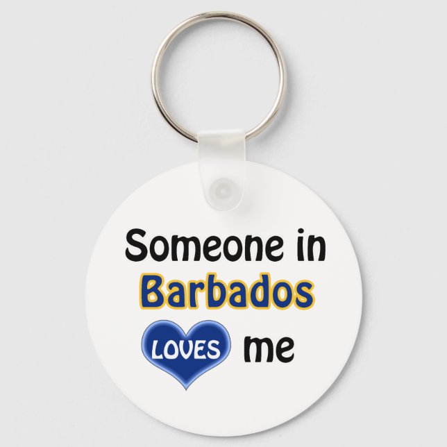 Someone in Barbados Loves me Key Ring (Front)