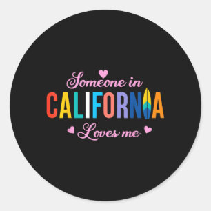 Someone in California Loves Surfboard Souvenir Classic Round Sticker