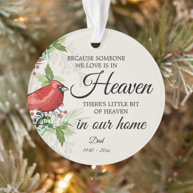 Someone In Heaven Cardinal Greenery Photo Acrylic Ornament (Tree)