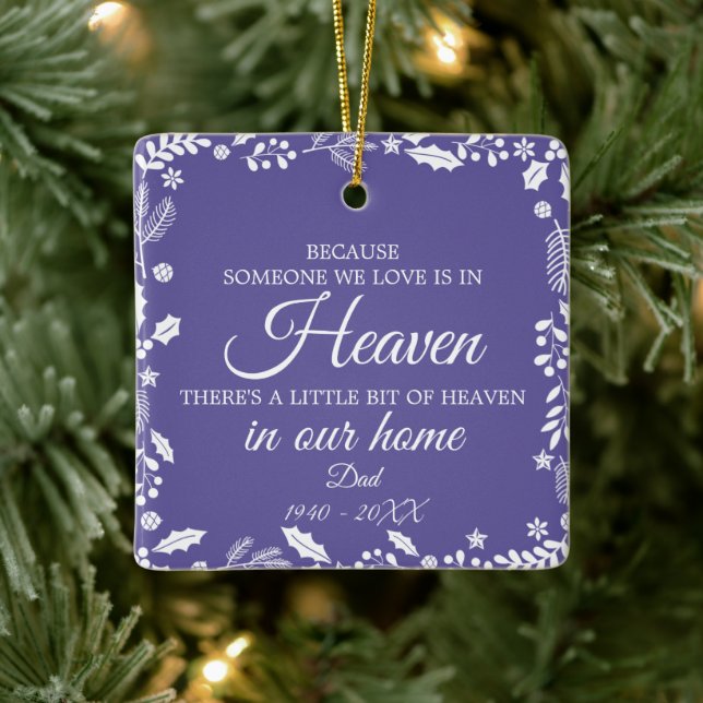 Someone In Heaven Winter Greenery Photo Ceramic Ornament (Tree)