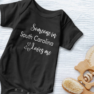 Someone In..Loves Me Personalised White Text Baby Bodysuit