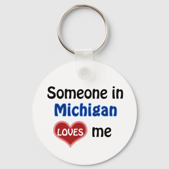 Someone in Michigan Loves me Key Ring (Front)