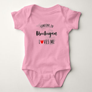 Someone In Michigan Loves Me Map Baby Bodysuit