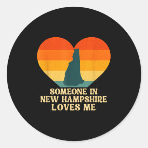 Someone In New Hampshire Loves Me Nh Us State Retr Classic Round Sticker