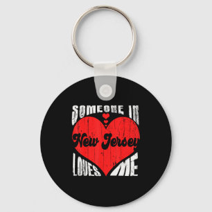 Someone In New Jersey Loves Me Heart Retro Vintage Key Ring