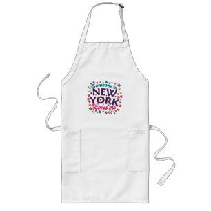 Someone in New York Loves Me Retro Funny Design Long Apron