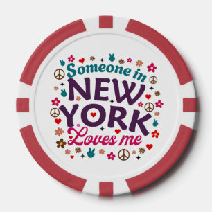 Someone in New York Loves Me Retro Funny Design Poker Chips