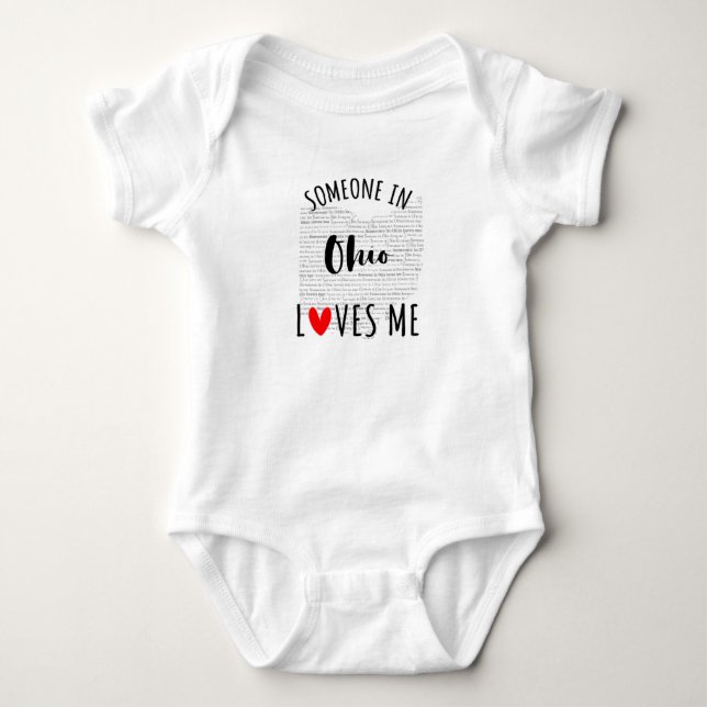 Someone In Ohio Loves Me Map Baby Bodysuit (Front)