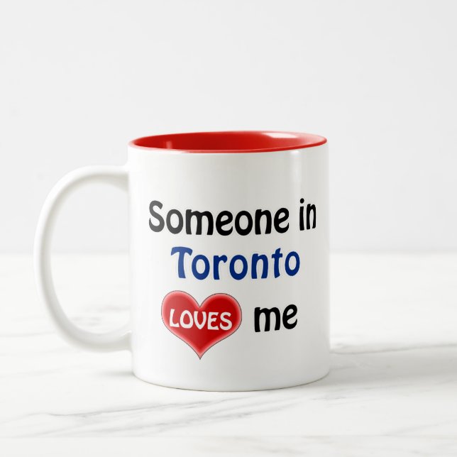 Someone in Toronto loves me Two-Tone Coffee Mug (Left)