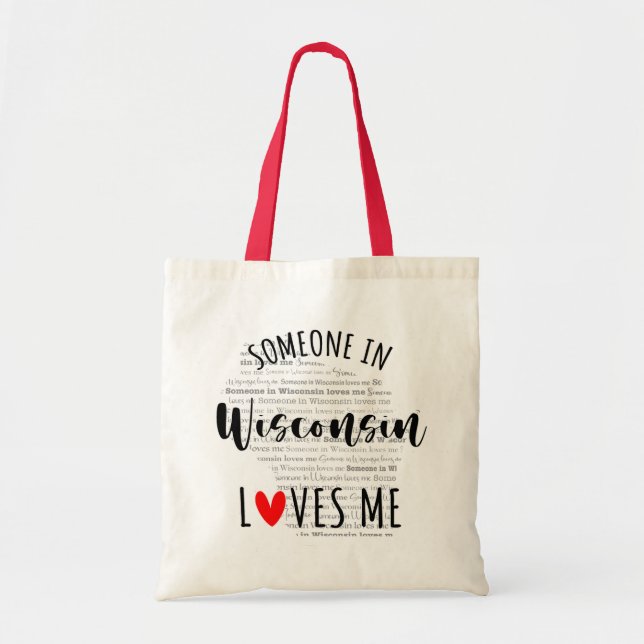 Someone In Wisconsin Loves Me Your Custom Name Tote Bag (Front)