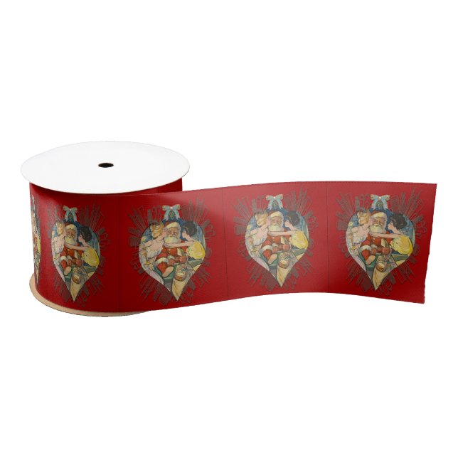 Someone kissing Santa Claus Satin Ribbon (Spool)