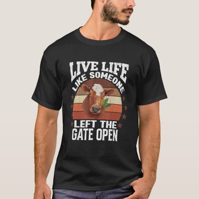 Someone Left Gate Open  Cute Cows Animal  Graphic T-Shirt (Front)
