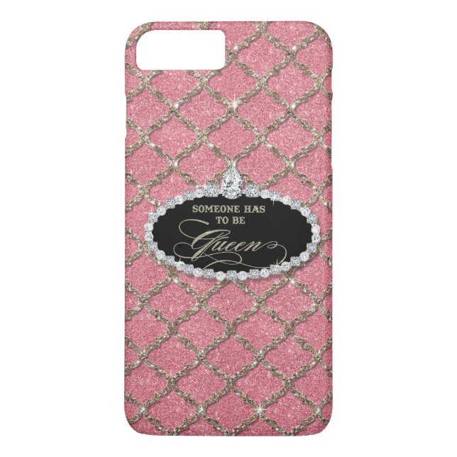 Someone Must be Queen, Quatrefoil Jewel Glitter Case-Mate iPhone Case (Back)