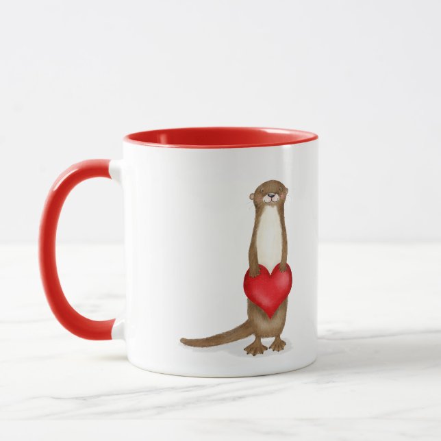 Someone otterly loves me cute otter with heart mug (Left)