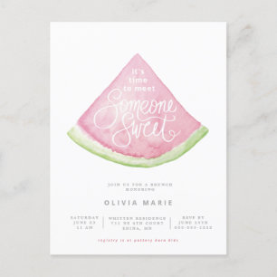 Someone Sweet watercolor watermelon shower invitat Postcard