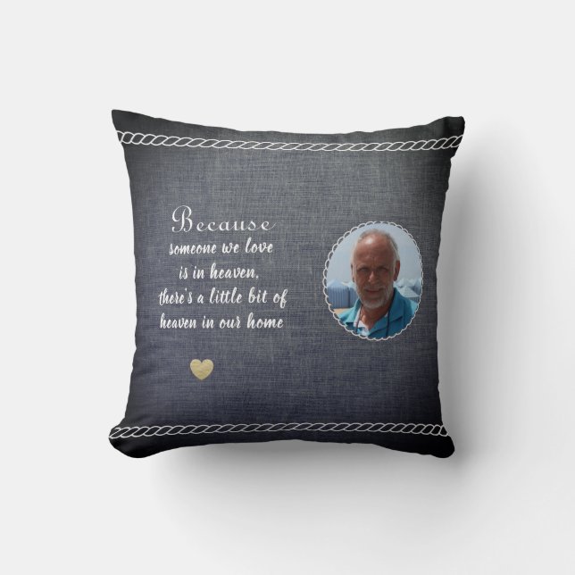  Someone we love is in Heaven Photo Memorial Grey  Cushion (Front)