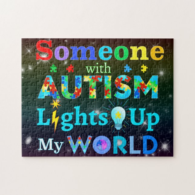 Someone with AUTISM Lights Up My WORLD Jigsaw Puzzle (Horizontal)