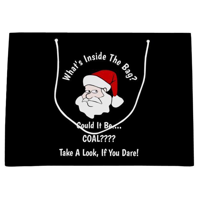 Someone's Getting Coal For Christmas Black Large Gift Bag (Front)