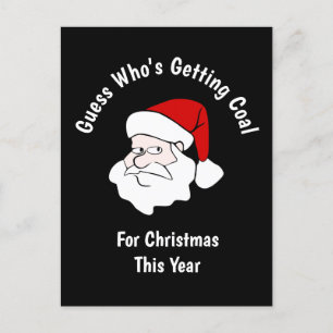 Someone's Getting Coal For Christmas Black Postcard