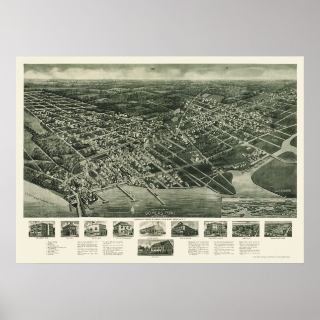 Somers-Point, NJ Panoramic Map - 1925 Poster (Front)