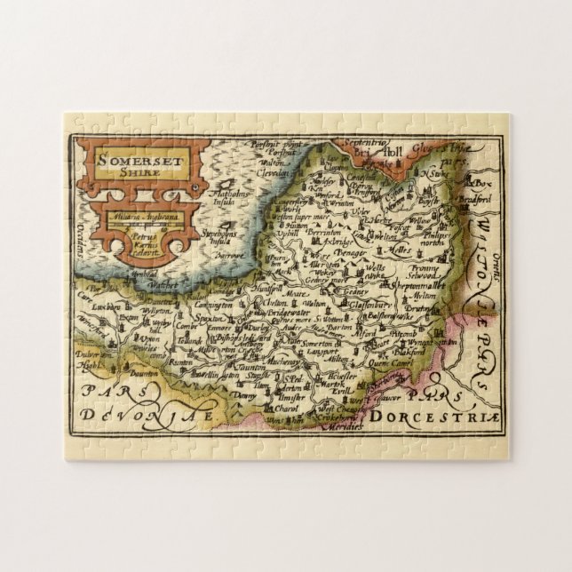 Somerset County England Old Antiquarian Atlas Map Jigsaw Puzzle (Horizontal)