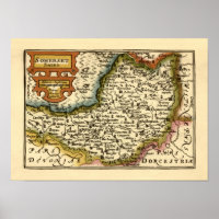 Somerset County England Old Antiquarian Atlas Map
