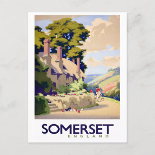 Somerset England vintage travel Postcard