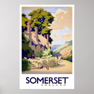 Somerset England vintage travel Poster