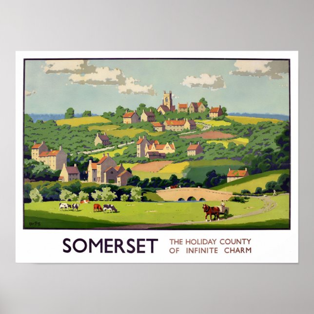 Somerset England vintage travel Poster (Front)