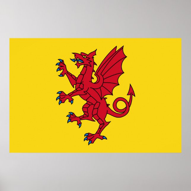 Somerset Flag England dragon symbol Poster (Front)