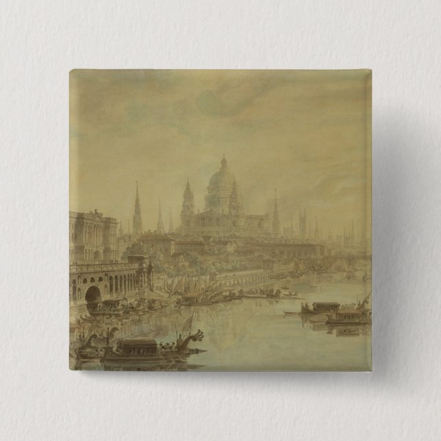 Somerset House, St. Paul's Cathedral and Blackfria 15 Cm Square Badge (Front)