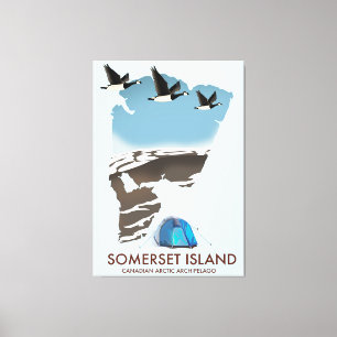 Somerset Island, Canada vintage style map Canvas Print