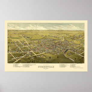 Somerville, NJ Panoramic Map - 1882 Poster