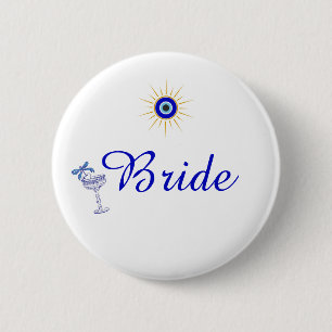 Something Blue and Greek Bridal Shower 6 Cm Round Badge