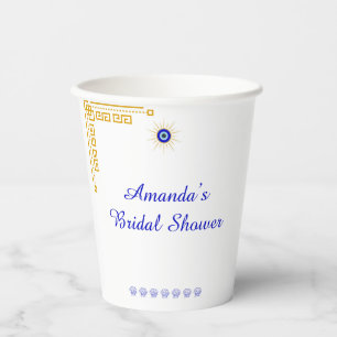 Something Blue and Greek Bridal Shower Paper Cups