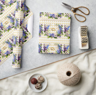 Something Blue: Baby’s Breath & Flax Bridal Shower Wrapping Paper