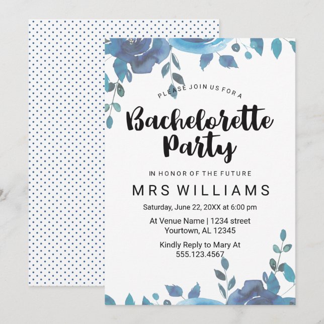 Something Blue Bachelorette Party Invitation (Front/Back)