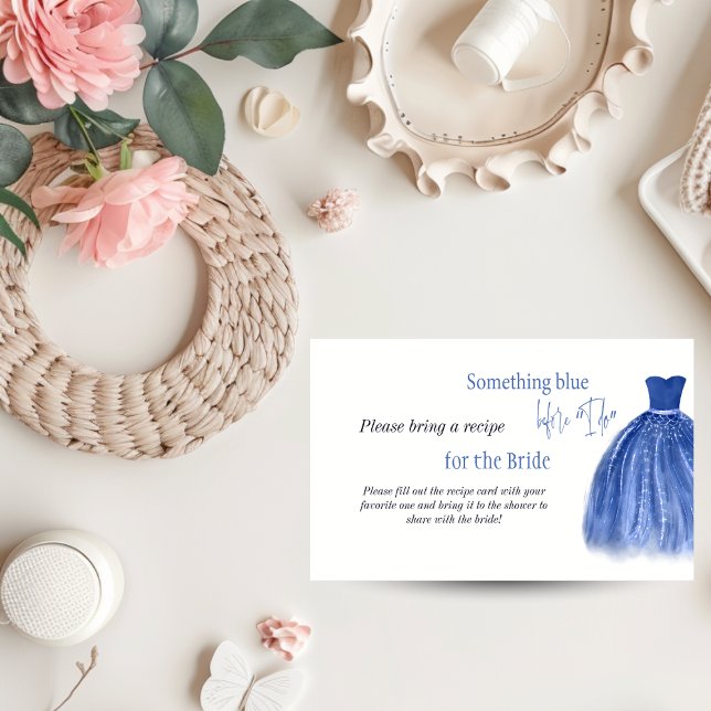 Something Blue Before Dress Bridal Shower Recipe Enclosure Card (Creator Uploaded)