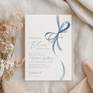 Something Blue Before I Do Blue Bow Bridal Shower Invitation