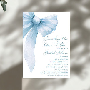 Something Blue Before I Do  Blue Bow Bridal Shower Invitation