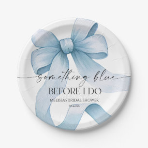 Something Blue Before I Do Blue Bow Bridal Shower Paper Plate