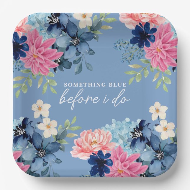 Something blue before i do blue bridal shower  paper plate (Front)