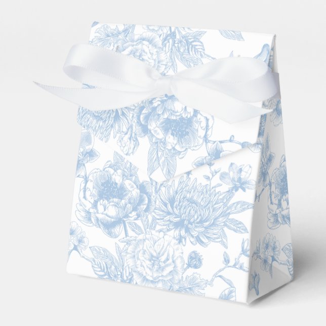 Something Blue Before I Do Blue Floral Toile Favour Box (Front Side)