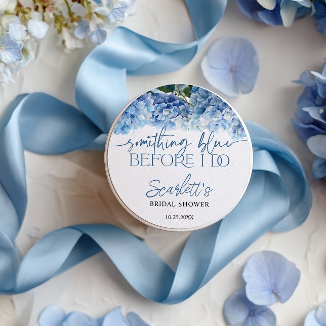 Something Blue Before I Do Blue Hydrangea Bridal Classic Round Sticker (Something Blue Before I Do Blue Hydrangea Bridal Classic Round Sticker)
